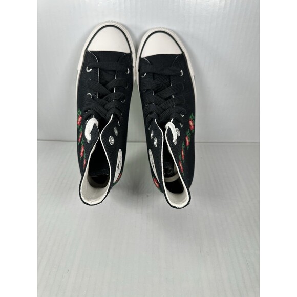 Sz 7.5 Converse Women Sneaker Black Hi Rose Embroidered Jellyfish Jitter A13657C - Picture 7 of 9